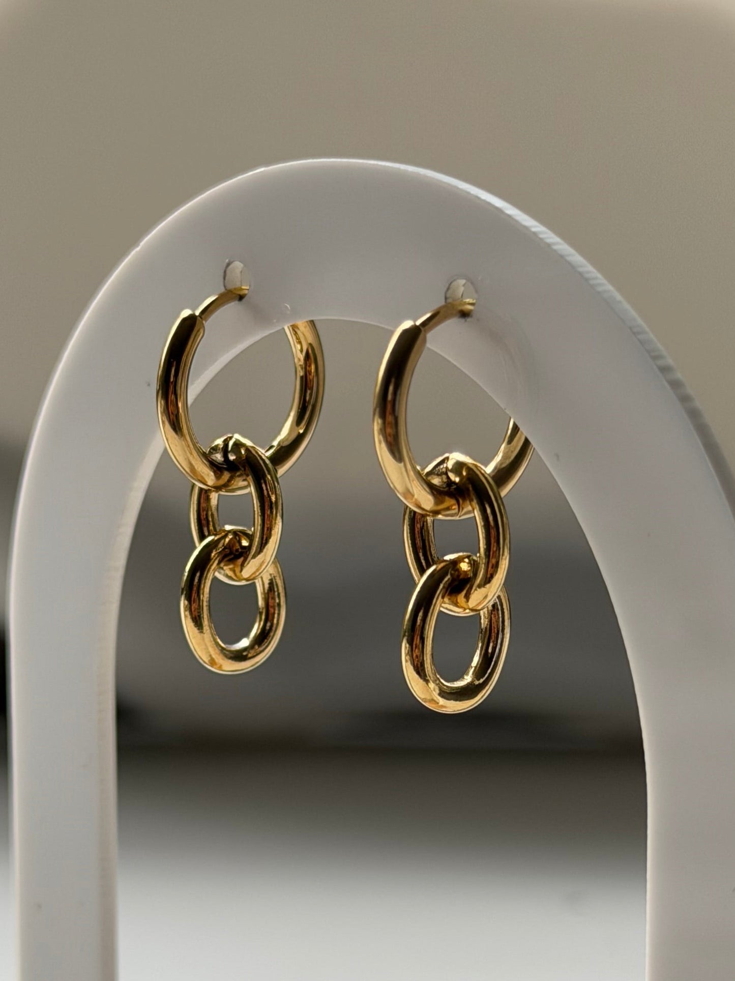 Gold Link Hoop Earrings