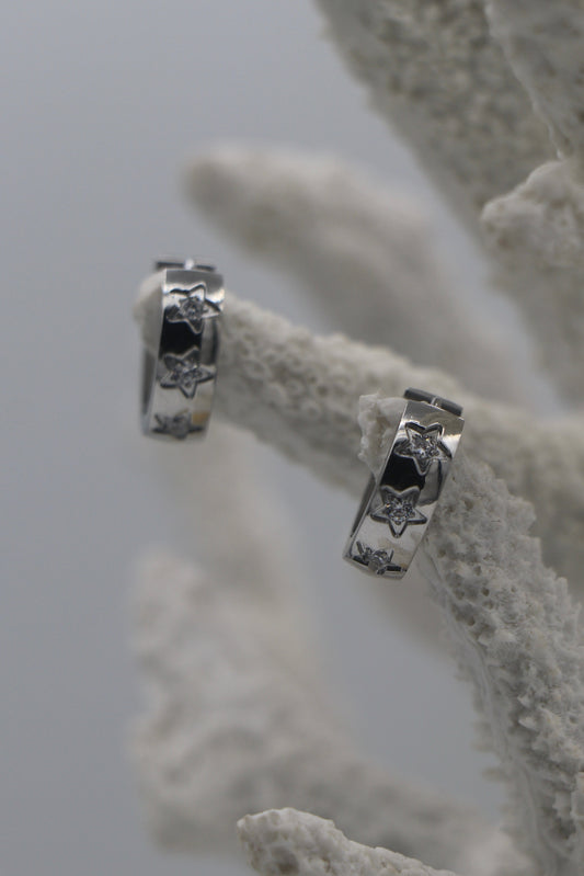 Silver Star Hoop Earrings