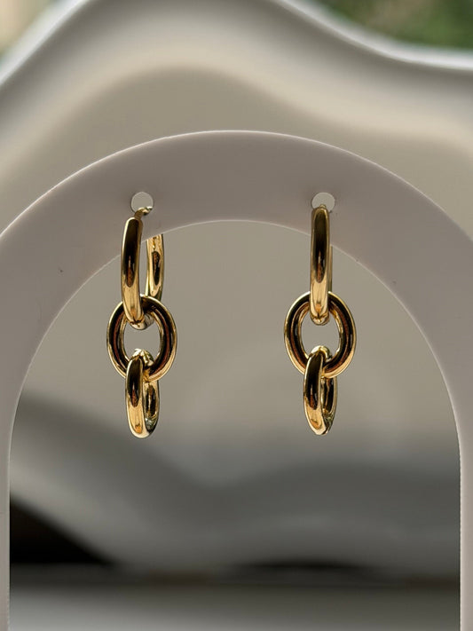 Gold Link Hoop Earrings