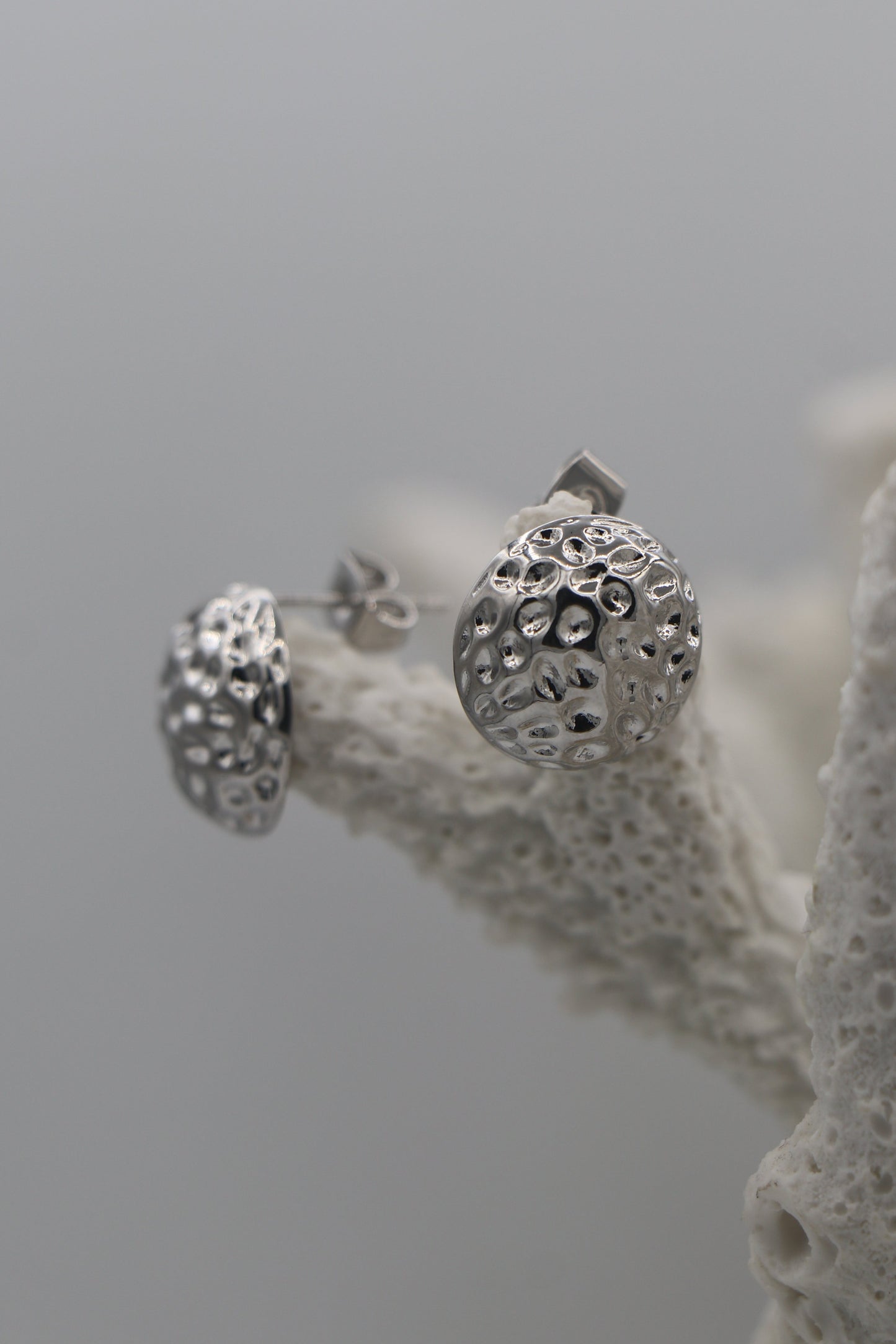 Silver Textured Stud Earrings