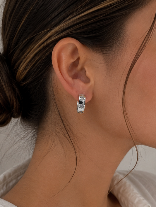 Silver Star Hoop Earrings