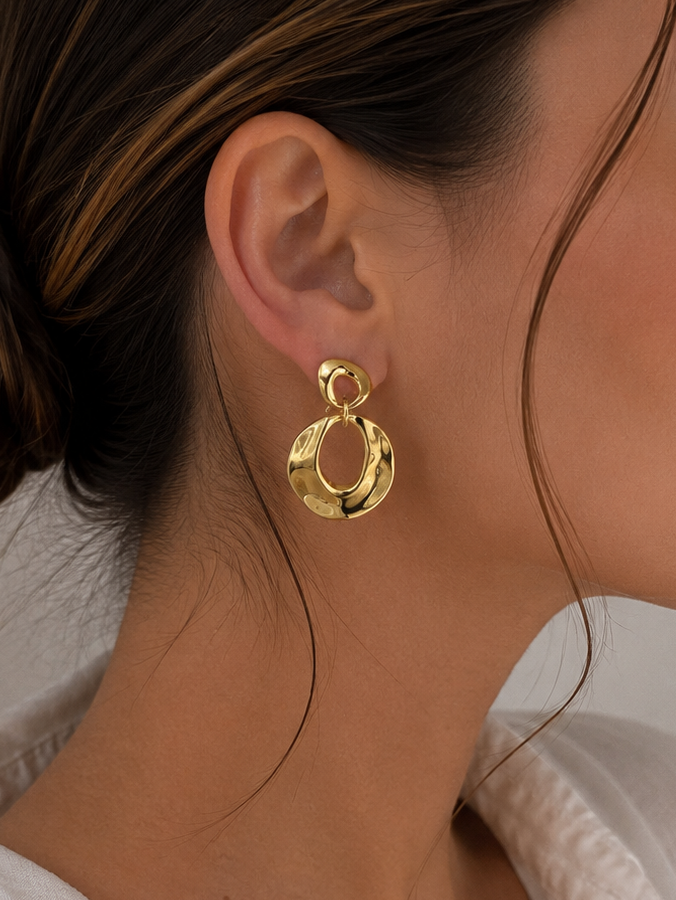Gold Organic Drop Earrings