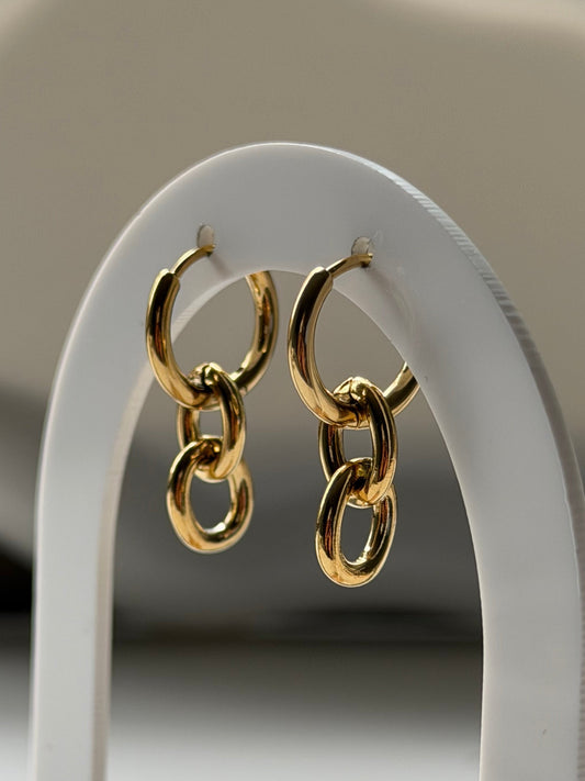 Gold Link Hoop Earrings