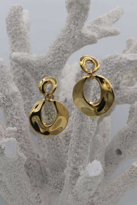 Gold Organic Drop Earrings