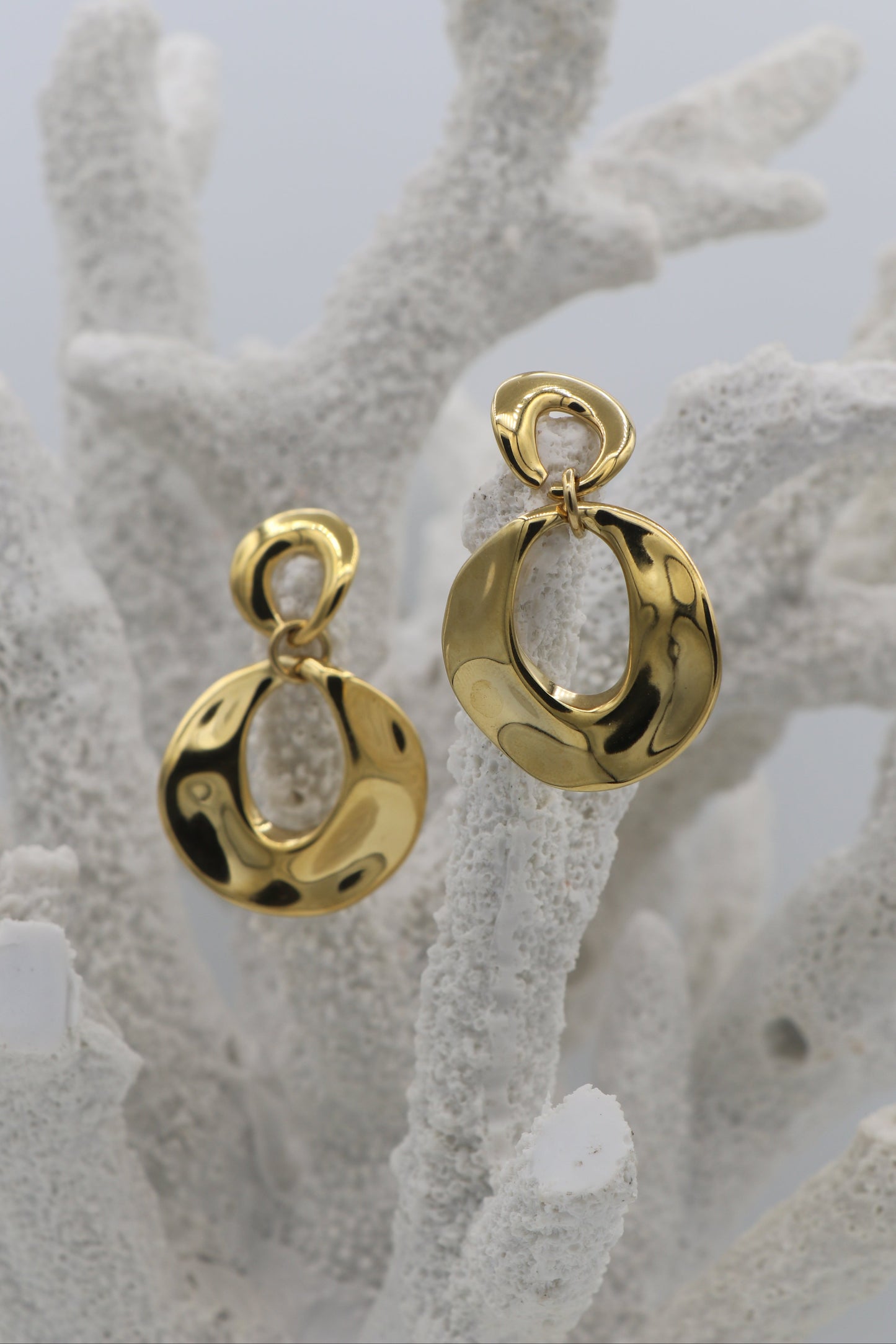 Gold Organic Drop Earrings