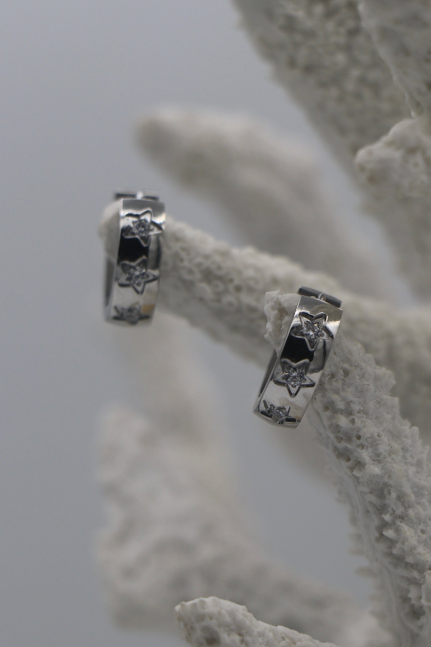 Silver Star Hoop Earrings